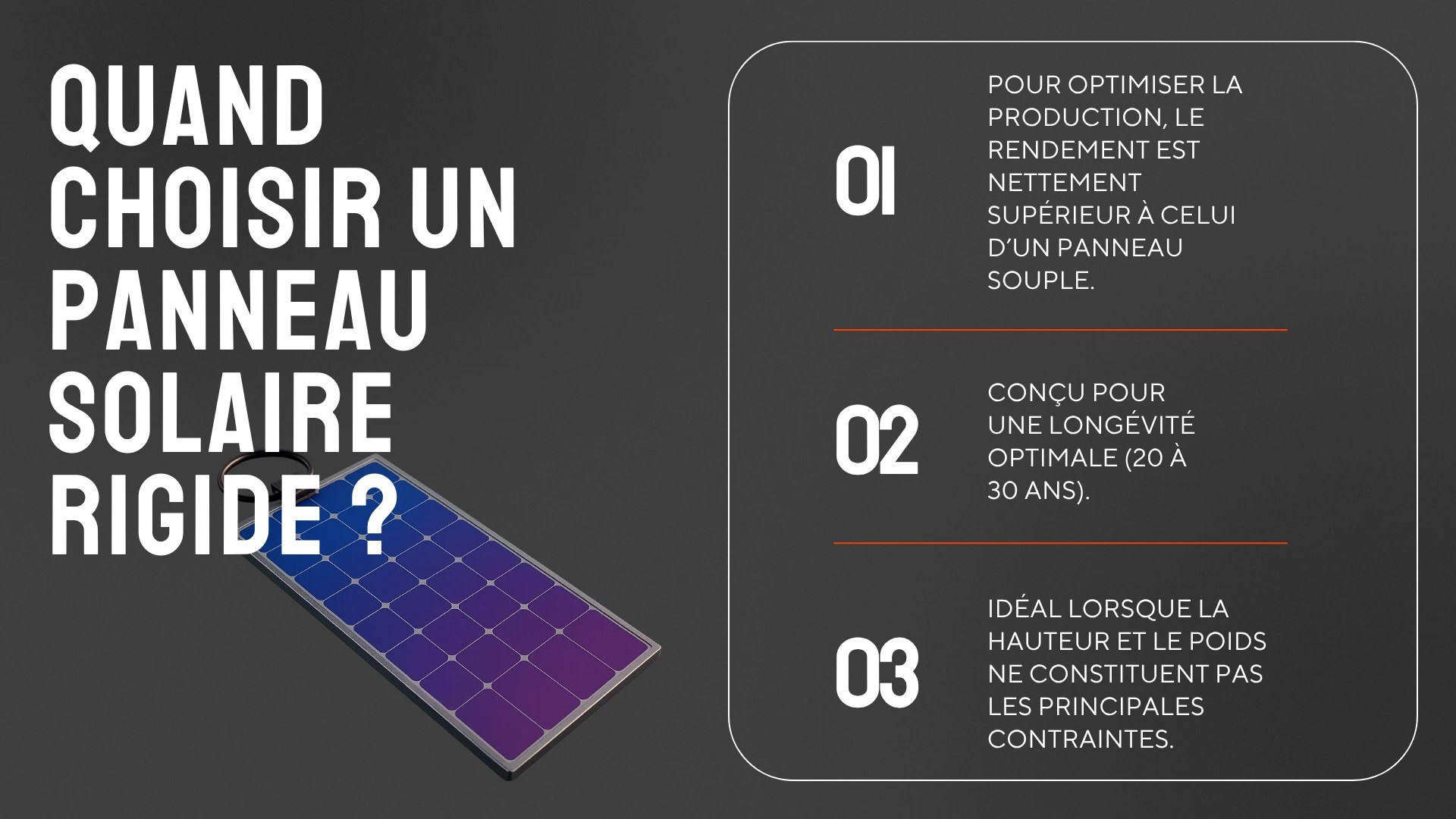 Illustration : panneau solaire rigide sur fond sombre, style carte.