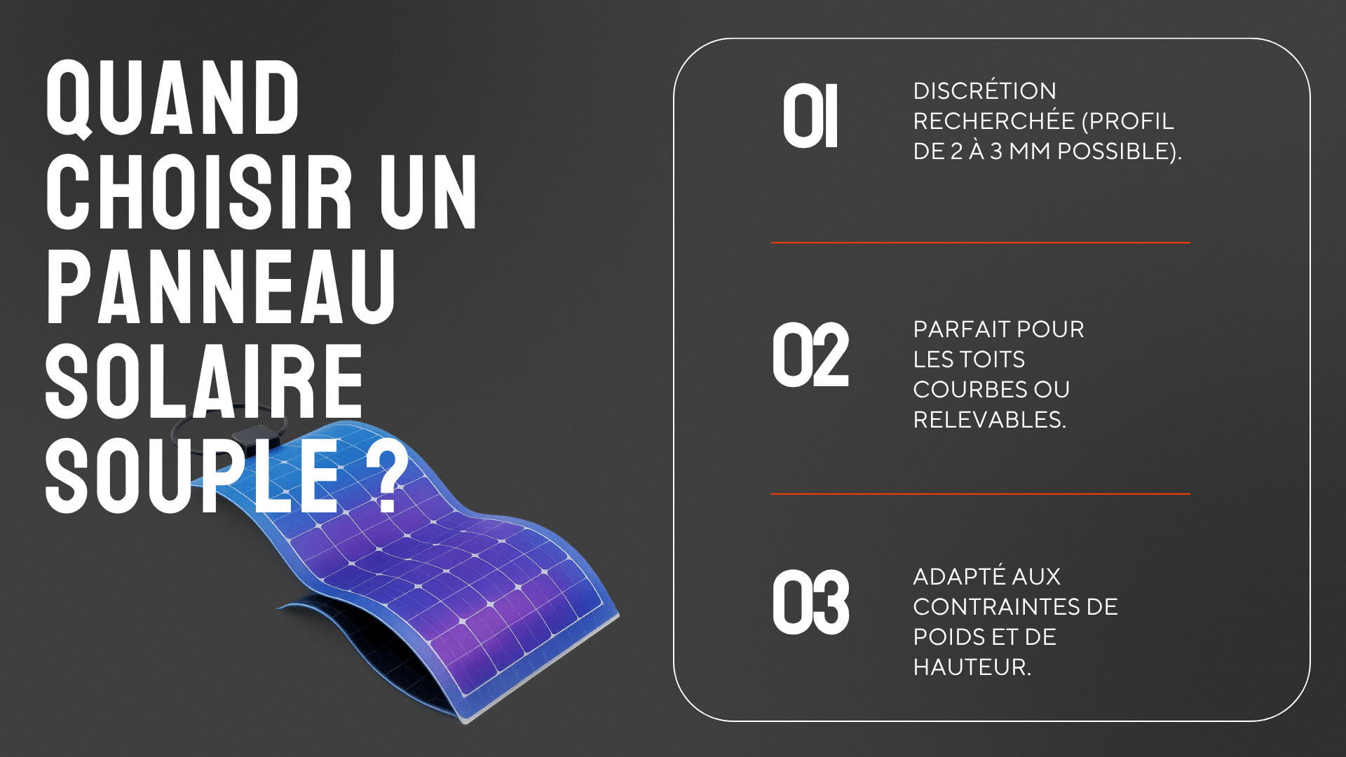 Illustration : panneau solaire souple sur fond sombre, style carte.