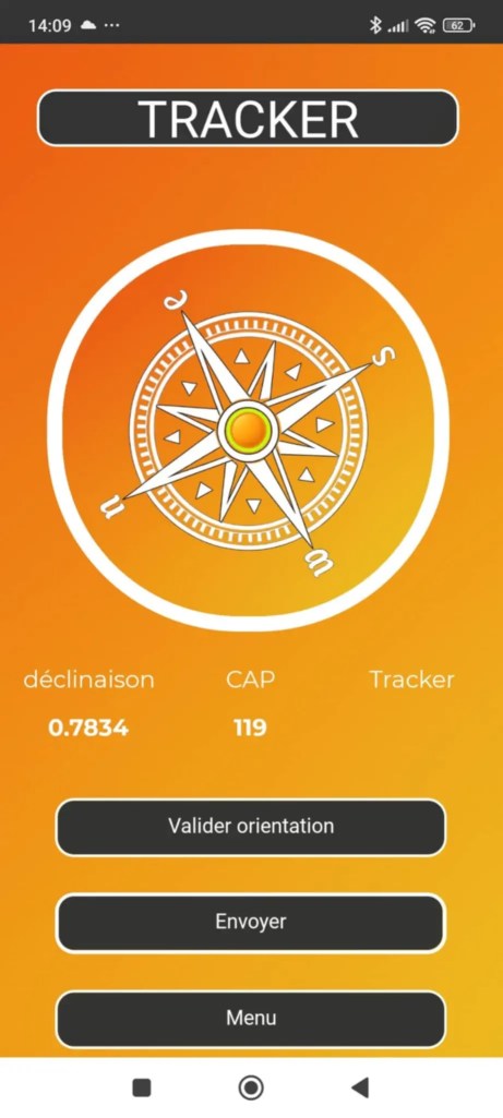 mode tracker de l'application mobile sunpowder pour le tracker suntrek